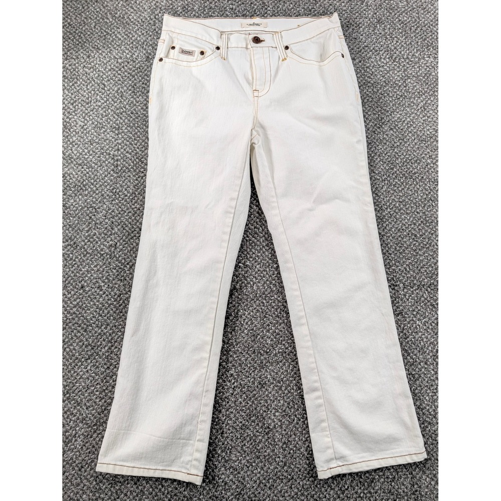 Z Cavaricci Authentic Vintage White Jeans Size 6 Straight Leg Contrast Stitch